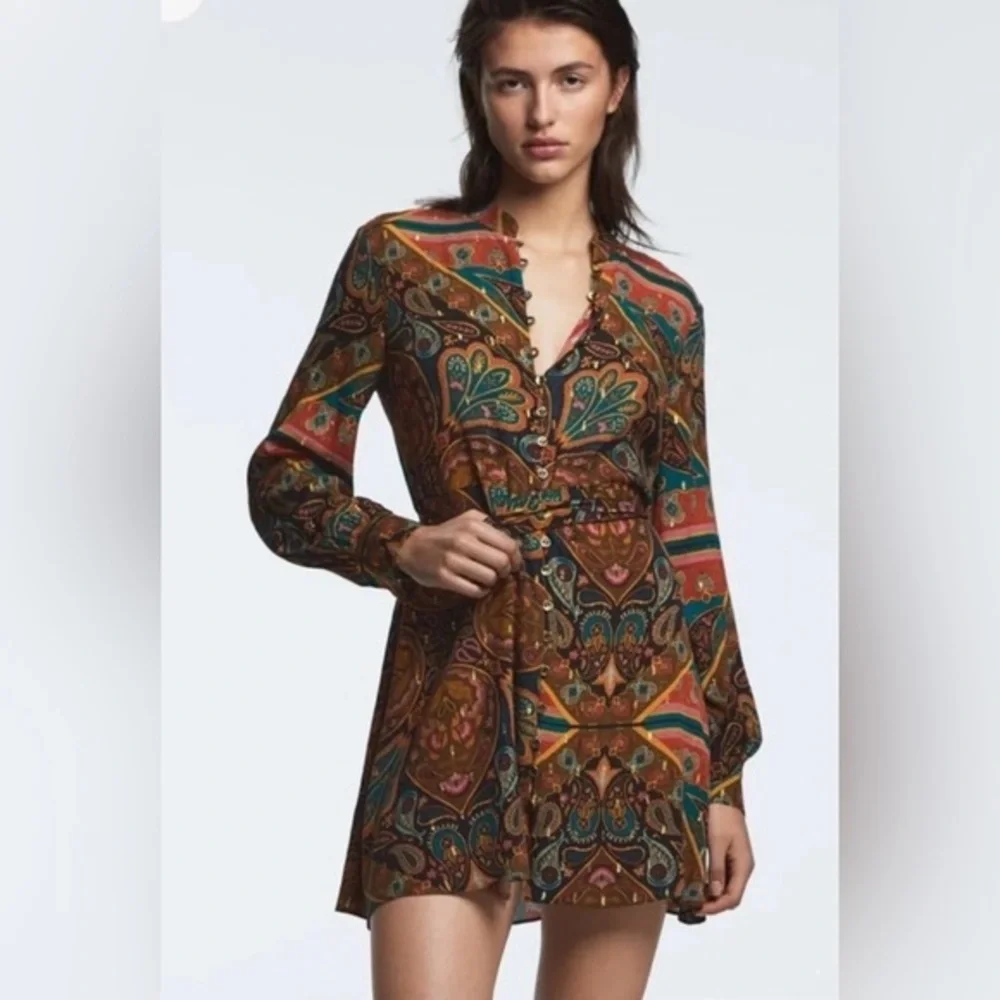 zara boho mini dress Zara Womens Black Boho Crochet Floral Mini Bohemian Dress. Size M